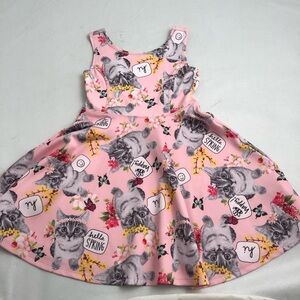 The Children’s Place pink cat print fit and flare sleeveless dress 5/6